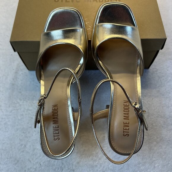 Steve Madden Shoes - Steve Madden Liandra Platform Block Heel Champagne/Gold Retro 70's New SZ 7,5